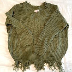Green Fringe Sweater